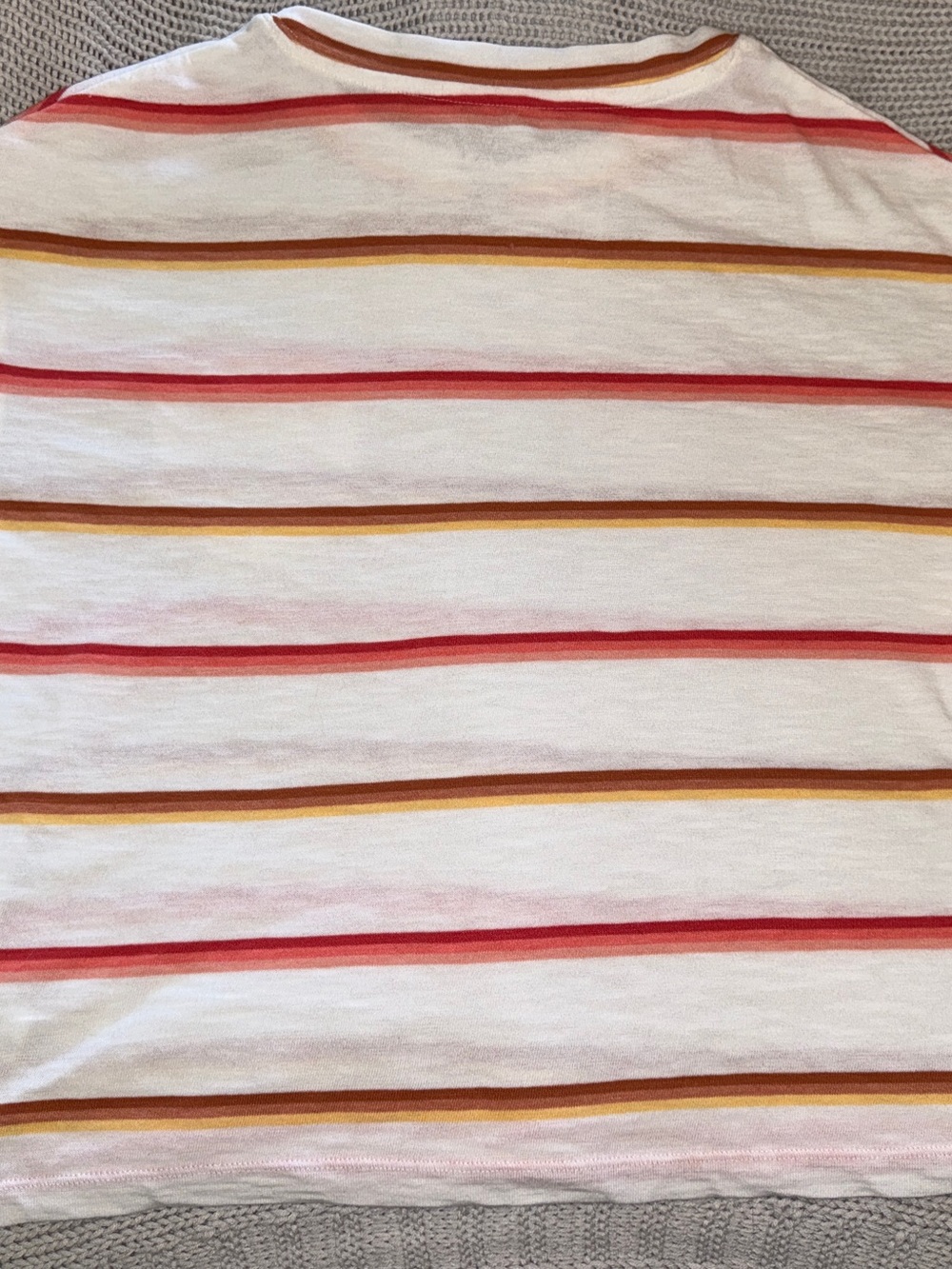 Roxy Women’s White Striped Pocket Tee with Red & Mustard Accents, Size Medium - Picture 4 of 4